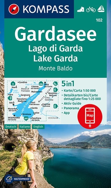 KOMPASS Wanderkarte 102 Gardasee, Lago di Garda, Lake Garda, Monte Baldo 1:50.000 - 
