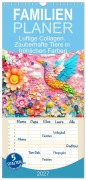 Cover-Bild zum Titel 'Familienplaner 2027 - Luftige Collagen. Zauberhafte Tiere in fröhlichen Farben mit 5 Spalten (Wandkalender, 21 x 45 cm) CALVENDO' von 'Rose Hurley'