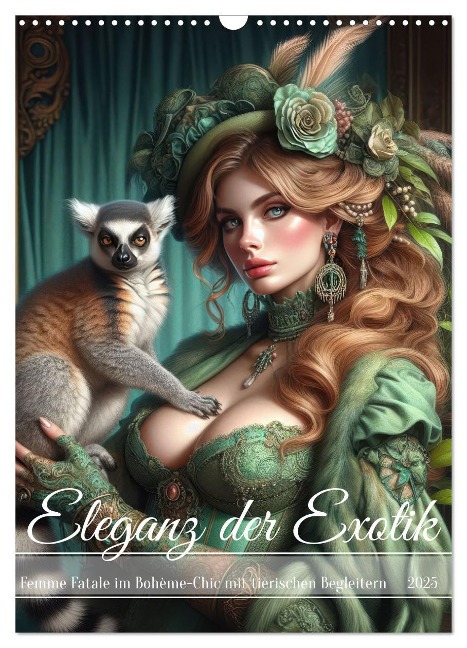 Eleganz der Exotik - Femme Fatale im Bohème-Chic mit tierischen Begleitern (Wandkalender 2025 DIN A3 hoch), CALVENDO Monatskalender - Fotodesign Verena Scholze