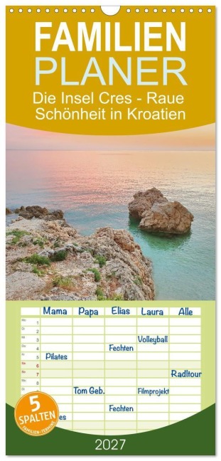 Familienplaner 2027 - Die Insel Cres - Raue Schönheit in Kroatien mit 5 Spalten (Wandkalender, 21 x 45 cm) CALVENDO - Michaela Schimmack