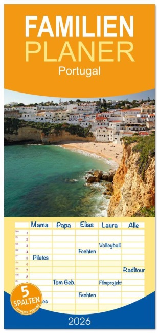Familienplaner 2026 - Portugal mit 5 Spalten (Wandkalender, 21 x 45 cm) CALVENDO - Peter Schickert