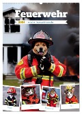 Feuerwehr - Tierischer Feuerwehrkalender (Wandkalender 2024 DIN A2 hoch), CALVENDO Monatskalender - Silvia Siebler-Ferry