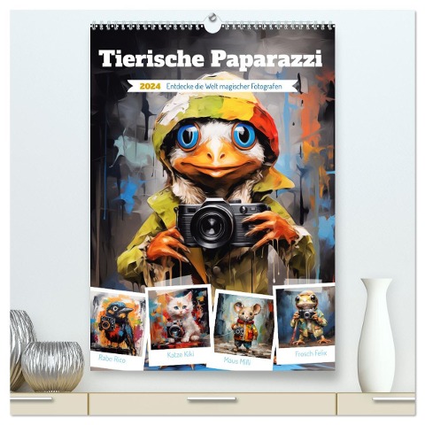 Tierische Paparazzi (hochwertiger Premium Wandkalender 2024 DIN A2 hoch), Kunstdruck in Hochglanz - Digitaldreamweaver Simone Hug