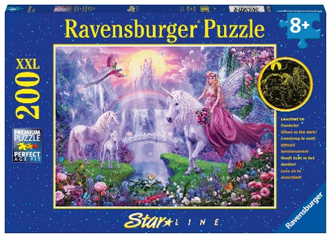Ravensburger Kinderpuzzle - 12903 Magische Einhornnacht - Einhorn-Puzzle für Kinder ab 8 Jahren, mit 200 Teilen im XXL-Format, Leuchtet im Dunkeln - 