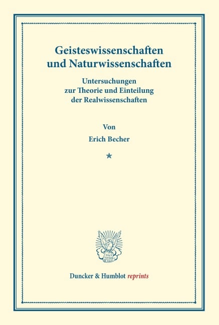 Geisteswissenschaften und Naturwissenschaften - Erich Becher