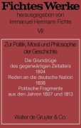 Cover-Bild zum Titel 'Zur Politik, Moral und Philosophie der Geschichte' von 'Johann G. Fichte'