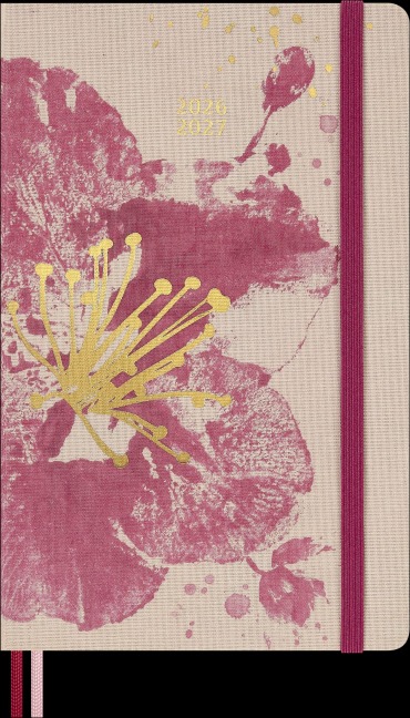 Moleskine 18 Monate Sakura Wochen Notizkalender limitierte Ausgabe 2025/2026, L/A5, 1 Wo = 1 Seite, rechts linierte Seite, fester Einband -