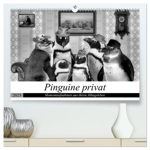 Pinguine privat (hochwertiger Premium Wandkalender 2025 DIN A2 quer), Kunstdruck in Hochglanz - Garrulus Glandarius