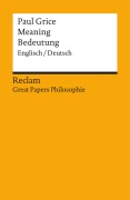 Cover-Bild zum Titel 'Meaning / Bedeutung. Englisch/Deutsch' von 'Paul Grice'