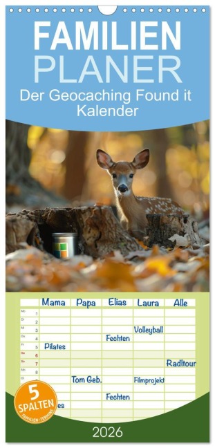 Familienplaner 2026 - Der Geocaching Found it Kalender mit 5 Spalten (Wandkalender, 21 x 45 cm) CALVENDO - Kerstin Waurick