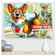 Lustige Corgis. Niedliche Cartoons von glücklichen Hunden (hochwertiger Premium Wandkalender 2026 DIN A2 quer), Kunstdruck in Hochglanz - Rose Hurley