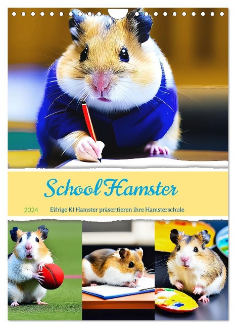 School Hamster - Eifrige KI Hamster präsentieren ihre Hamsterschule (Wandkalender 2024 DIN A4 hoch), CALVENDO Monatskalender - Fred Schimak