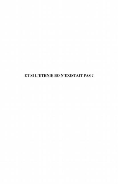 Et si l'ethnie Bo n'existait pas ? - Joseph Tanden Diarra