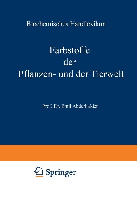 Biochemisches Handlexikon - H. Altenburg, H. Einbeck, H. Euler, E. St. Faust, C. Funk
