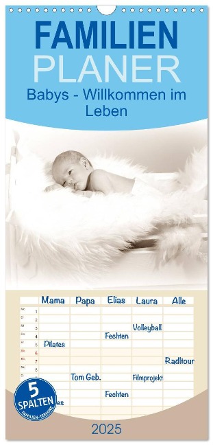 Familienplaner 2025 - Babys - Willkommen im Leben mit 5 Spalten (Wandkalender, 21 x 45 cm) CALVENDO - SchnelleWelten SchnelleWelten