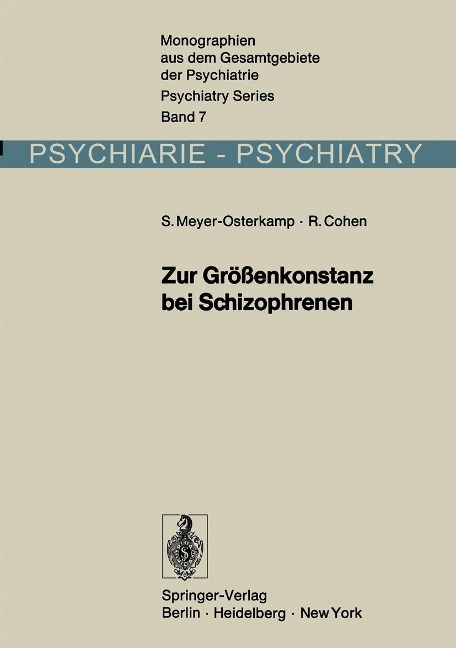 Zur Größenkonstanz bei Schizophrenen - Susanne Meyer-Osterkamp, Rudolf Cohen