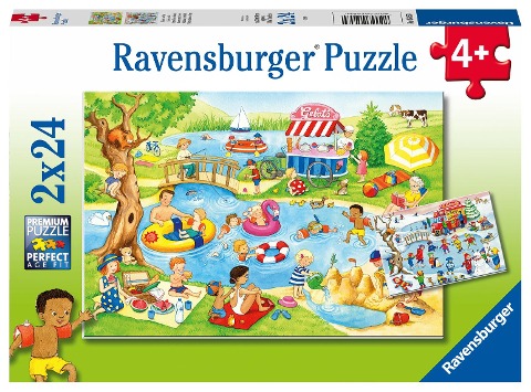 Ravensburger Kinderpuzzle - 05057 Freizeit am See - Puzzle für Kinder ab 4 Jahren, mit 2x24 Teilen - 