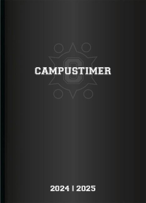 Campustimer Black - A5 Semester-Planer - Studenten-Kalender 2024/2025 - Notiz-Buch - schwarz - Weekly - Alpha Edition - 