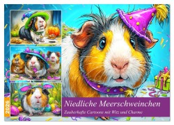 Cover-Bild zum Titel 'Niedliche Meerschweinchen. Zauberhafte Cartoons mit Witz und Charme (Wandkalender 2026 DIN A4 quer), CALVENDO Monatskalender' von 'Rose Hurley'