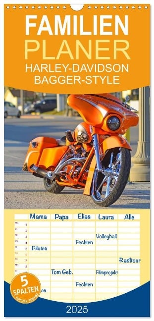 Familienplaner 2025 - BEST OF HARLEY-DAVIDSON BAGGER-STYLE mit 5 Spalten (Wandkalender, 21 x 45 cm) CALVENDO - Volker Wolf