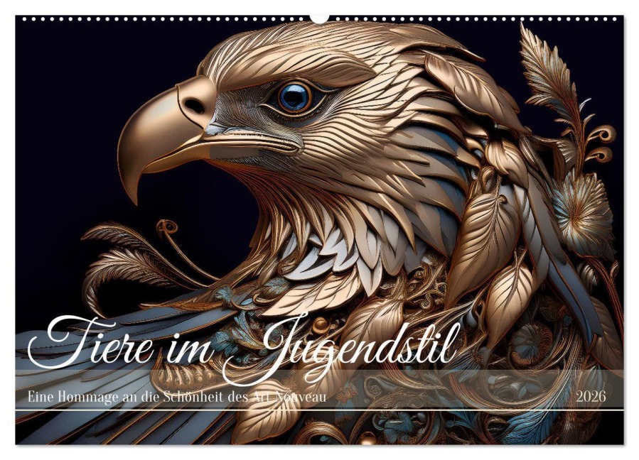 Tiere im Jugendstil - Eine Hommage an die Schönheit des Art Nouveau (Wandkalender 2026 DIN A2 quer), CALVENDO Monatskalender - Drachenkind-Fotografie Drachenkind-Fotografie