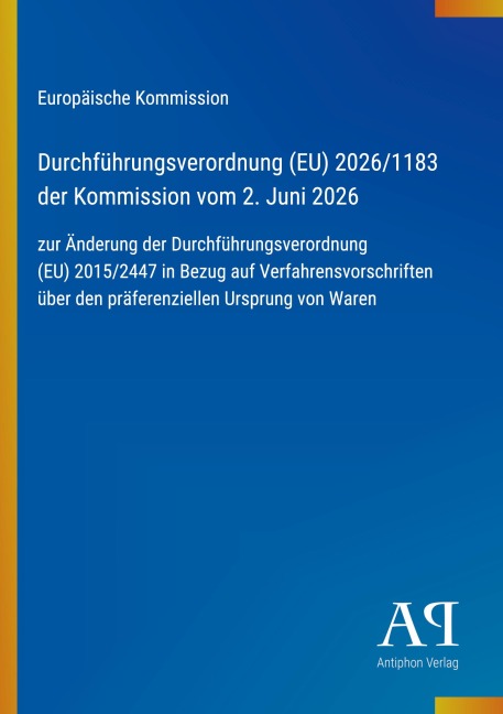 Durchführungsverordnung (EU) 2026/1183 der Kommission vom 2. Juni 2026 - Europäische Kommission