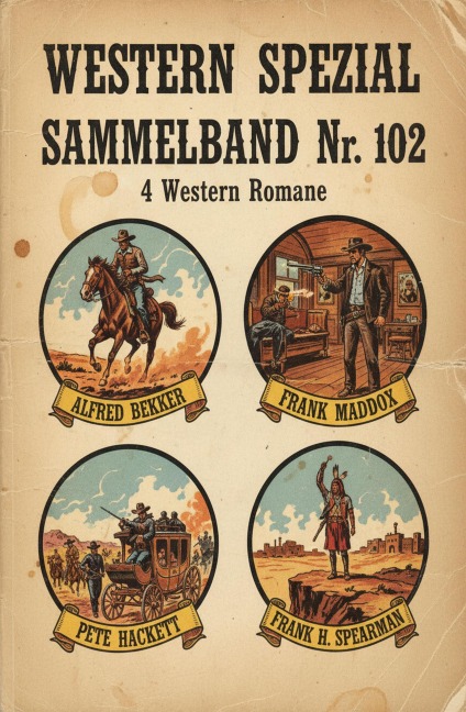 4 Western Spezial Sammelband Nr. 102 - 4 Western Romane - Alfred Bekker, Frank Maddox, Frank H. Spearman, Pete Hackett
