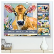 Cover-Bild zum Titel 'Almseelen im Licht der Berge. Charmante Kühe in kunstvoller Öloptik (hochwertiger Premium Wandkalender 2026 DIN A2 quer), Kunstdruck in Hochglanz' von 'Rose Hurley'