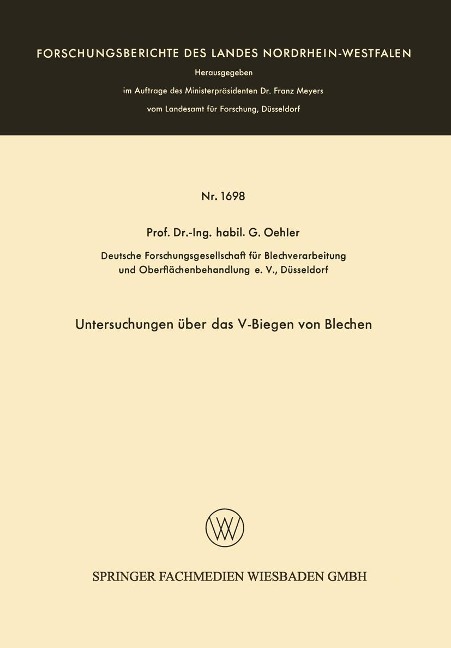 Untersuchungen über das V-Biegen von Blechen - Gerhard Oehler