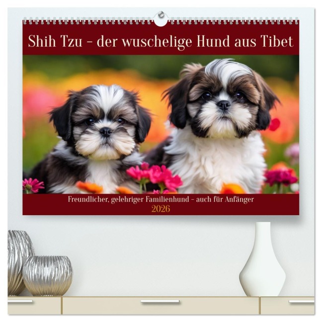 Shih Tzu - der wuschelige Hund aus Tibet (hochwertiger Premium Wandkalender 2026 DIN A2 quer), Kunstdruck in Hochglanz - Claudia Kleemann