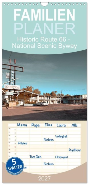 Familienplaner 2027 - Historic Route 66 - National Scenic Byway mit 5 Spalten (Wandkalender, 21 x 45 cm) CALVENDO - Kult-Fotos. de Kult-Fotos. de