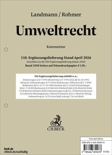 Umweltrecht  110. Ergänzungslieferung - 