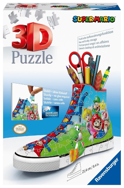 Ravensburger 3D Puzzle Sneaker Super Mario 11267 - praktischer Stiftehalter im Super Mario Design - 108 Teile - ab 8 Jahren - 