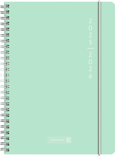 BRUNNEN Schülerkalender (2025/2026) "Plain Mint", 2 Seiten = 1 Woche, A5, 208 Seiten, PP-Umschlag, mint - 