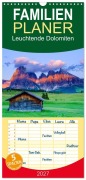 Cover-Bild zum Titel 'Familienplaner 2027 - Leuchtende Dolomiten mit 5 Spalten (Wandkalender, 21 x 45 cm) CALVENDO' von 'Herbert Berger'