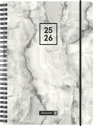 BRUNNEN Schülerkalender (2025/2026) "Grey Marble", 2 Seiten = 1 Woche, A5, 208 Seiten, PP-Umschlag, grau - 