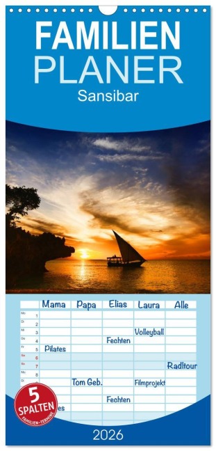 Familienplaner 2026 - Sansibar mit 5 Spalten (Wandkalender, 21 x 45 cm) CALVENDO - (C) Thomas Deter