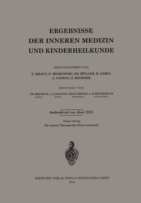 Die interne Therapie des Ulcus ventriculi - Walter Zweig