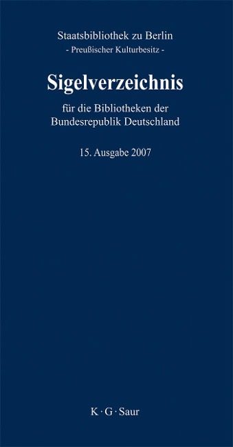 Sigelverzeichnis für die Bibliotheken der Bundesrepublik Deutschland - 