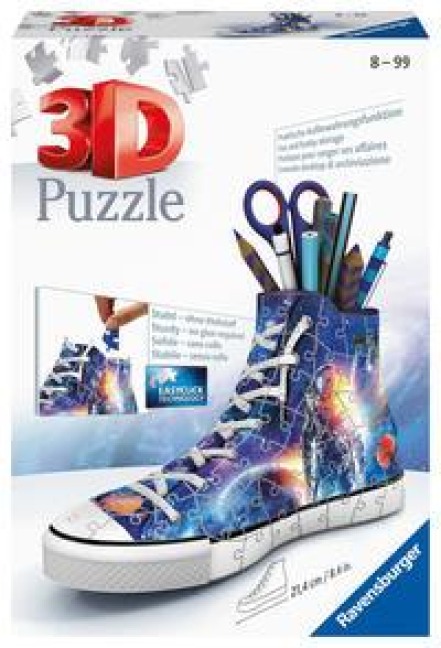 Ravensburger 3D Puzzle 11251 Sneaker Astronauten im Weltall - Praktischer Stiftehalter - 108 Teile - Schreibtisch-Organizer für Kinder ab 8 Jahren - 