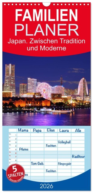 Familienplaner 2026 - Japan. Zwischen Tradition und Moderne mit 5 Spalten (Wandkalender, 21 x 45 cm) CALVENDO - Elisabeth Stanzer