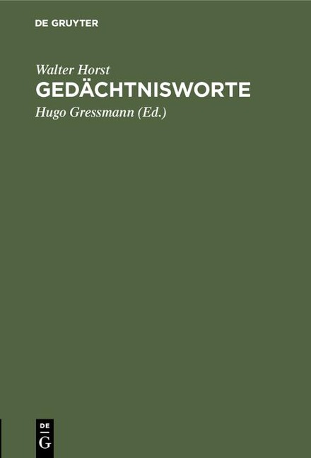 Gedächtnisworte - Walter Horst