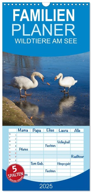 Familienplaner 2025 - WILDTIERE AM SEE mit 5 Spalten (Wandkalender, 21 x 45 cm) CALVENDO - U. Boettcher