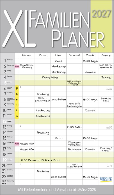 XL Familienplaner Pastell 2027 - 
