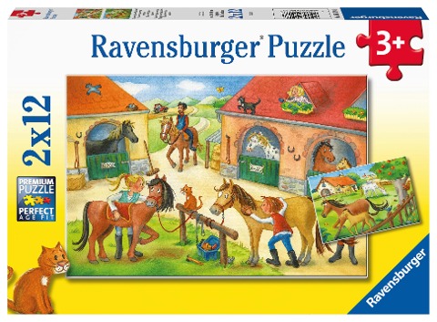 Ravensburger Kinderpuzzle 05178 - Ferien auf dem Pferdehof - 2x12 Teile Puzzle für Kinder ab 3 Jahren - 