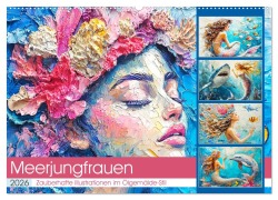Cover-Bild zum Titel 'Meerjungfrauen. Zauberhafte Illustrationen im Ölgemälde-Stil (Wandkalender 2026 DIN A2 quer), CALVENDO Monatskalender' von 'Rose Hurley'