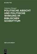 Cover-Bild zum Titel 'Politische Absicht und politische Wirkung im biblischen Schrifttum' von 'Johannes Hempel'