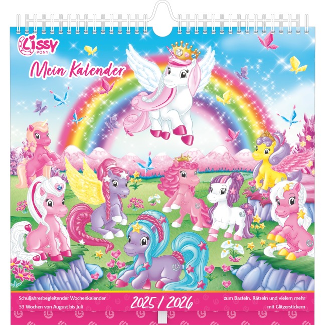 Mein traumhafter Lissy Pony Kalender - mit 53 Blättern zum basteln, malen und rätseln - mit Glitzerstickern - 