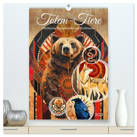 Totem-Tiere - Mythische Illustrationen von Krafttieren (hochwertiger Premium Wandkalender 2025 DIN A2 hoch), Kunstdruck in Hochglanz - Anja Frost