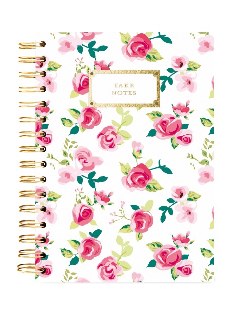 Hard Bound Journal: Pretty Floral Take Notes - Hardcover-Notizbuch mit stabiler Ringbindung: Schön geblümt - 